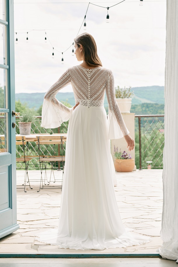 Boho bruidsjurk met lange mouw